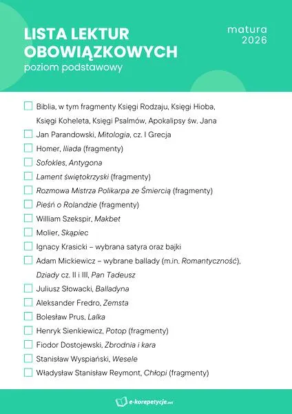 Lektury obowiązkowe maturze 2026